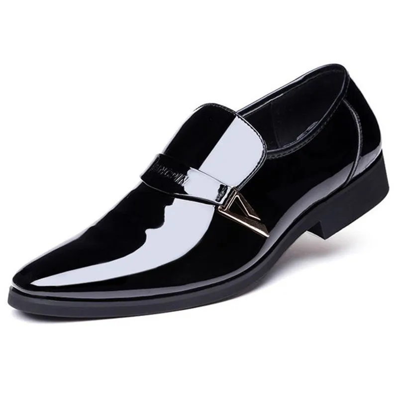 Men's casual wild shoes in artificial PU leather, black colour, lace-up design, side view