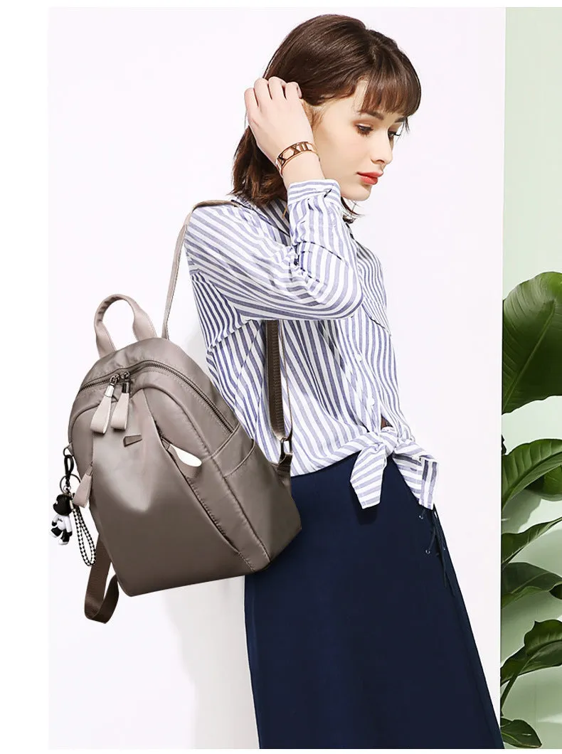 Bear large Oxford cloth backpack for women in black with belt decoration and double straps