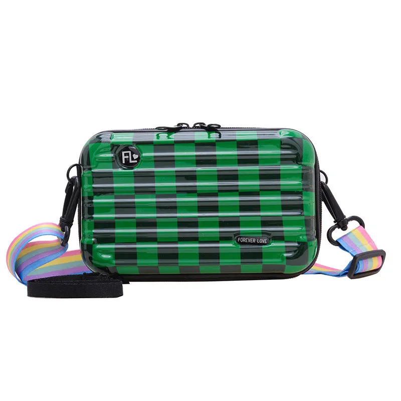 PVC one-shoulder cross body bag with geometric pattern, 18cm width, 11cm height, 110cm strap