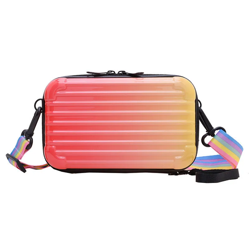 PVC one-shoulder cross body bag with geometric pattern, 18cm width, 11cm height, 110cm strap
