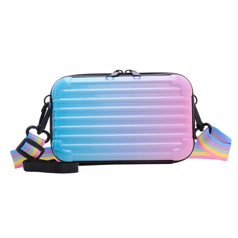 PVC one-shoulder cross body bag with geometric pattern, 18cm width, 11cm height, 110cm strap