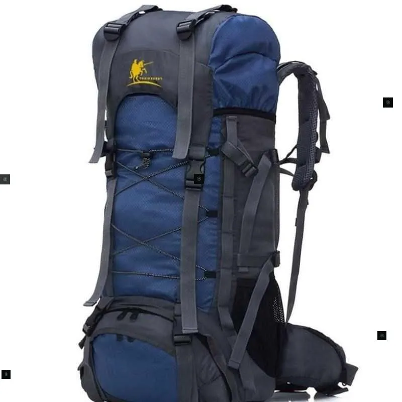 60L waterproof leather hiking backpack with zipper, available in twelve colours, for camping and climbing
