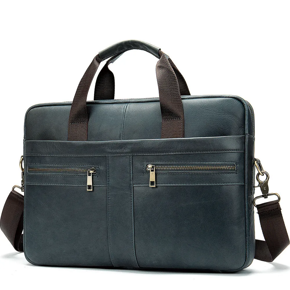 Business men briefcase first layer cowhide leather retro style black laptop bag