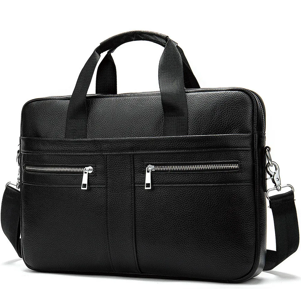 Business men briefcase first layer cowhide leather retro style black laptop bag