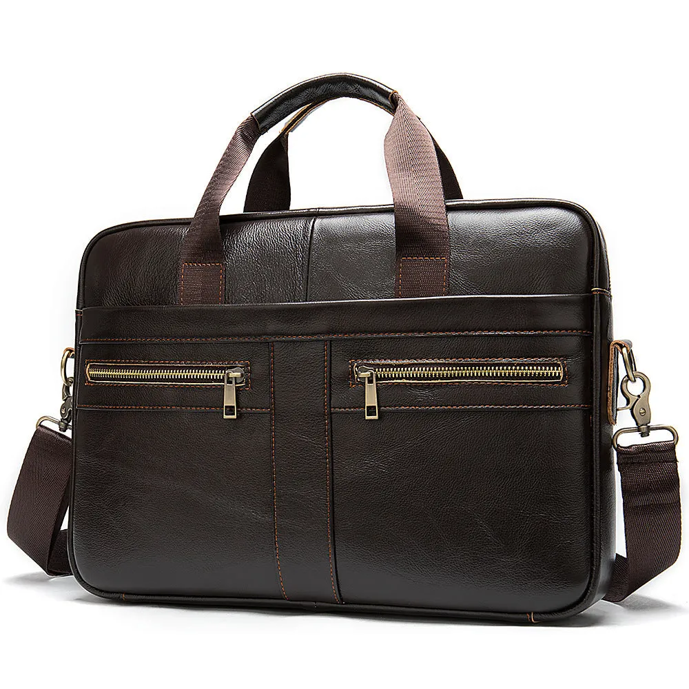 Business men briefcase first layer cowhide leather retro style black laptop bag