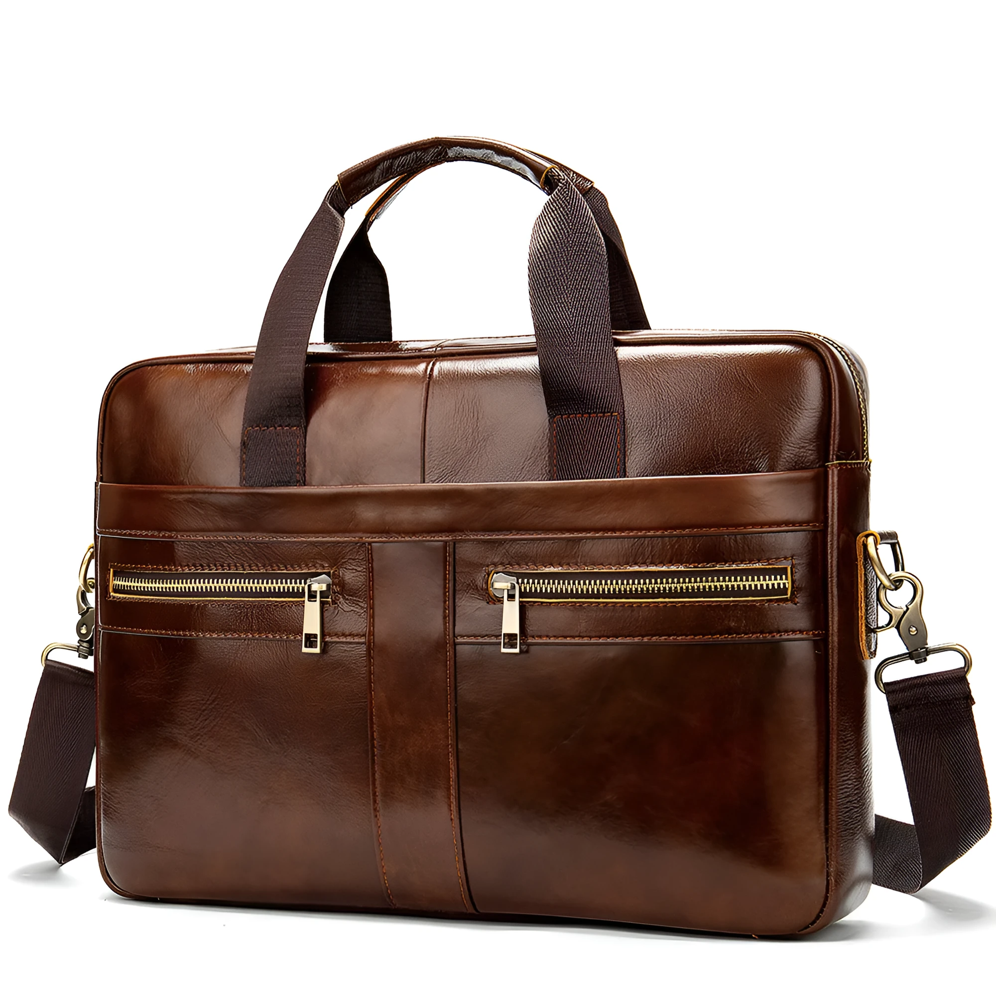 Business men briefcase first layer cowhide leather retro style black laptop bag