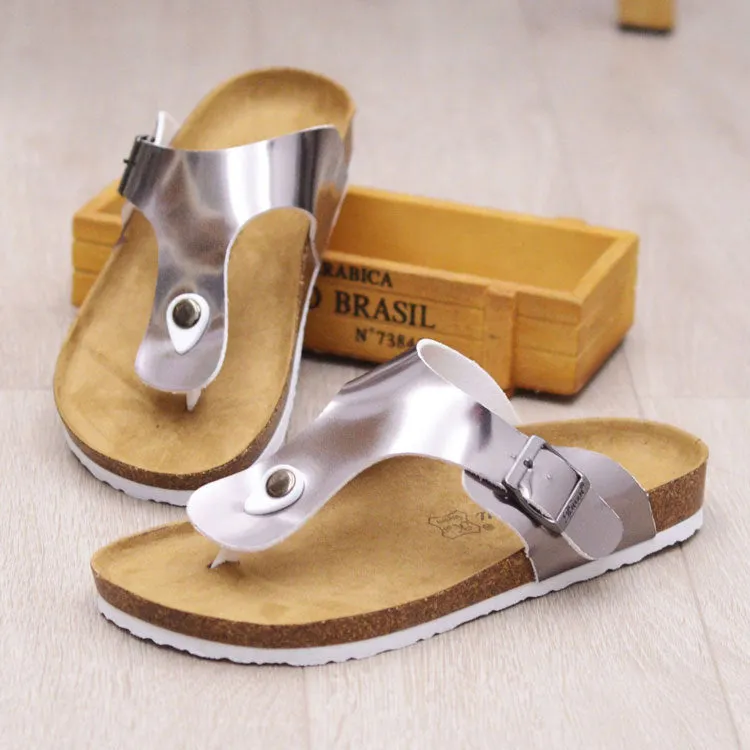 Cork leisure flip flop summer beach shoes with open toe and hollow design in white and black, sizes 35-46