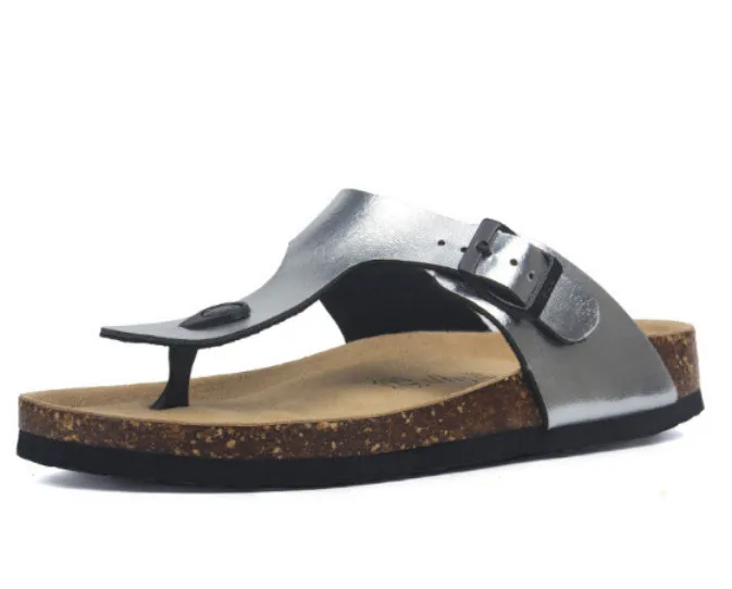 Cork leisure flip flop summer beach shoes with open toe and hollow design in white and black, sizes 35-46