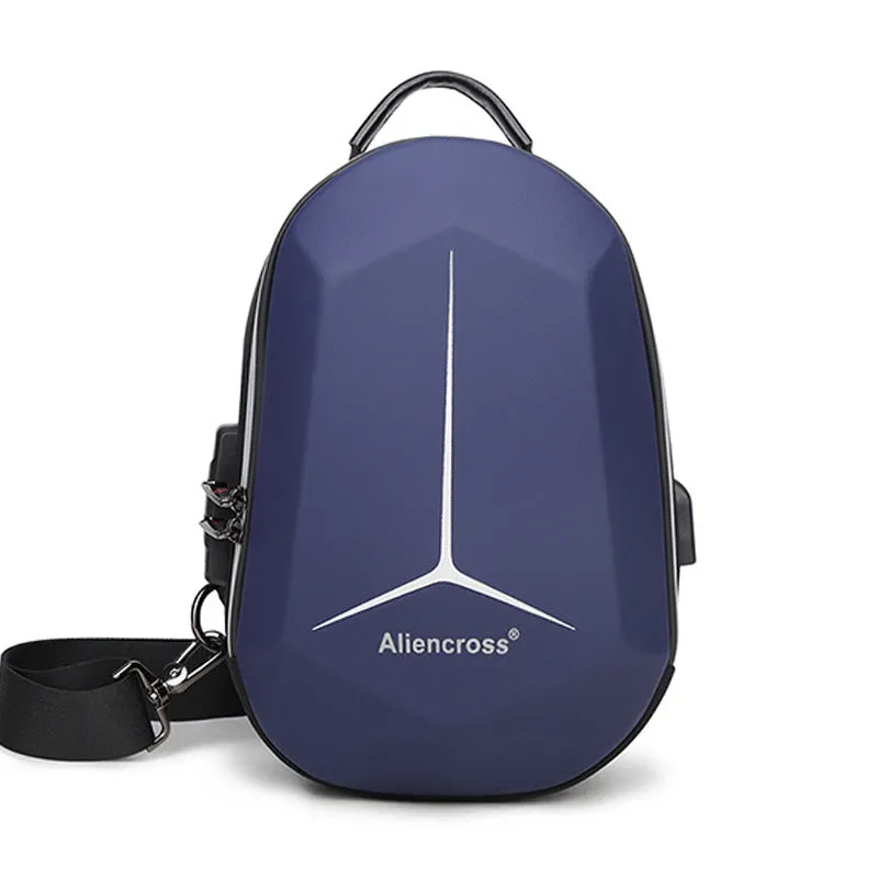 Waterproof Oxford cloth chest bag in black, shown with dimensions 20cm by 10cm by 30cm.