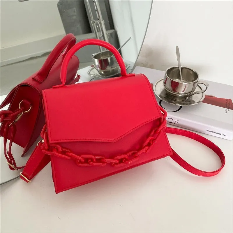Women's PU leather horizontal square crossbody bag one-shoulder design 18cm top width 20cm bottom width 16cm height