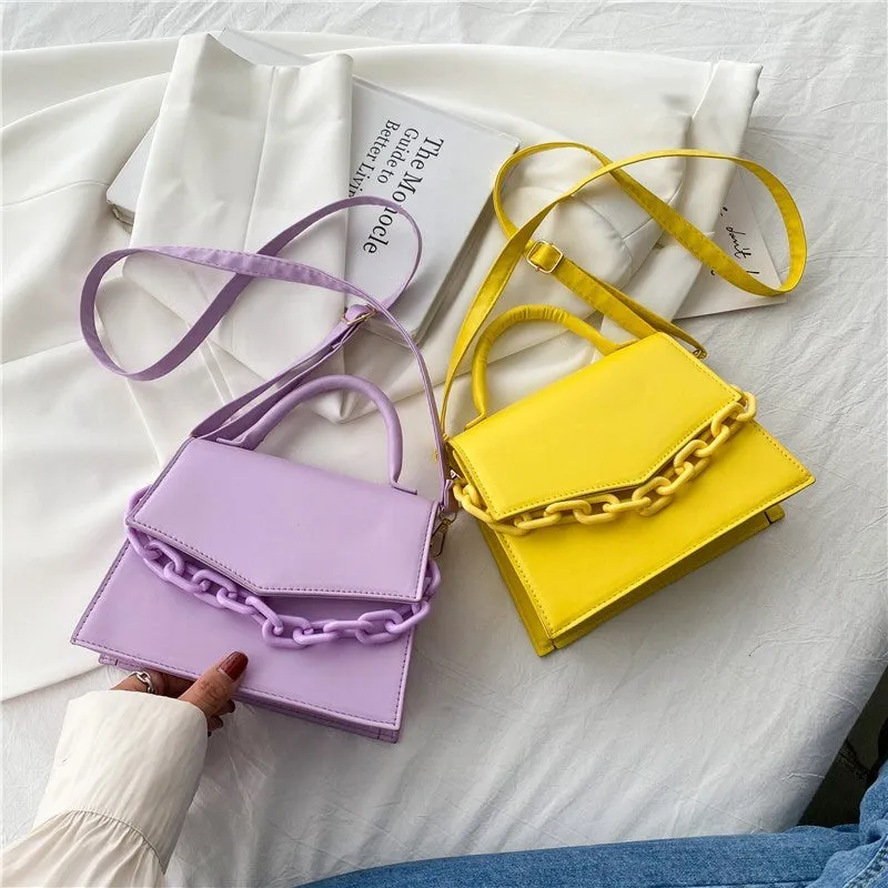 Women's PU leather horizontal square crossbody bag one-shoulder design 18cm top width 20cm bottom width 16cm height
