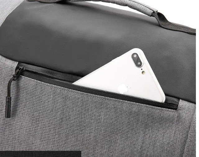Large-capacity waterproof duffel bag for men, polyester, 36-55L, cylinder shape, light grey colour