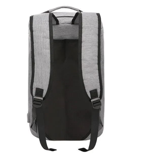 Large-capacity waterproof duffel bag for men, polyester, 36-55L, cylinder shape, light grey colour