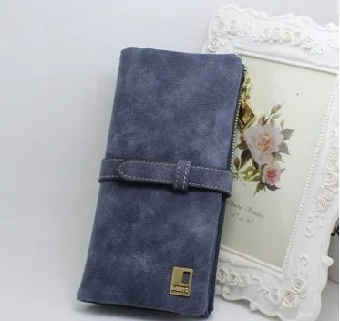 Long PU leather zipper wallet for women with card holder and cell phone pocket in solid colour