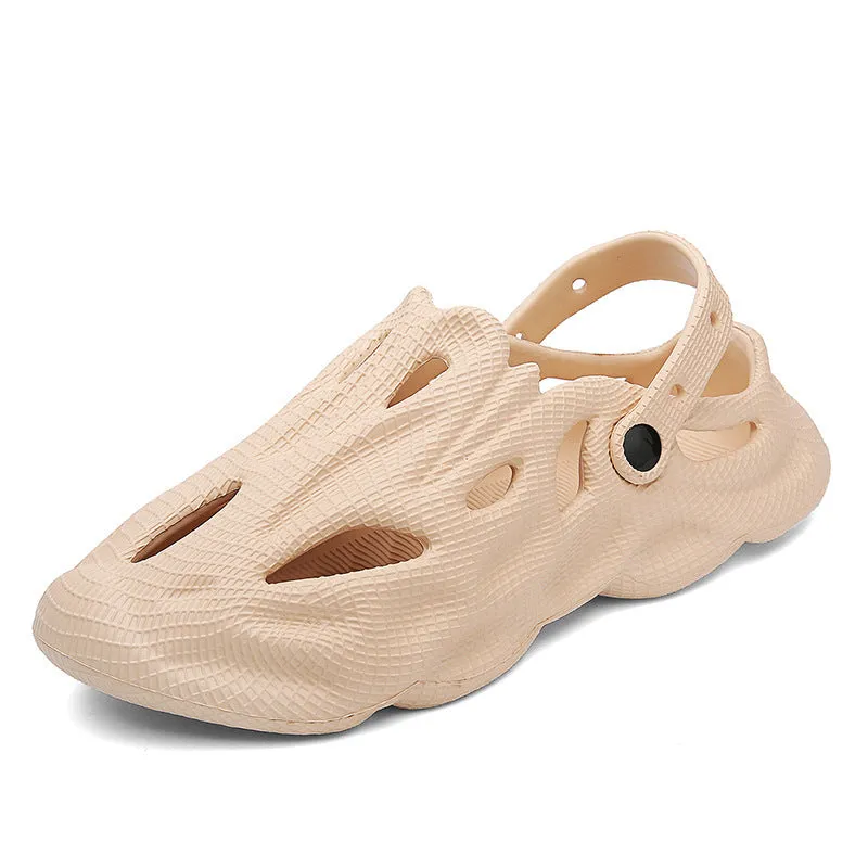 EVA soft men's summer beach shoes in black, slip-on design with lightweight sole
