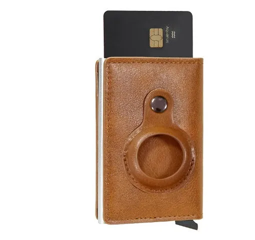 Slim card wallet in black with RFID blocking and buckle option for men and women