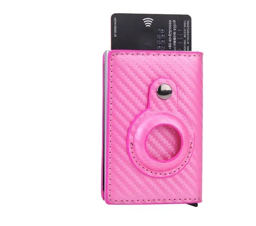 Slim card wallet in black with RFID blocking and buckle option for men and women