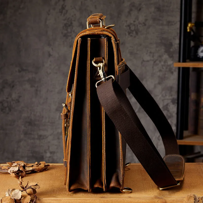 Brown first layer cowhide leather backpack with curved straps and dacron lining, 40x30x10cm