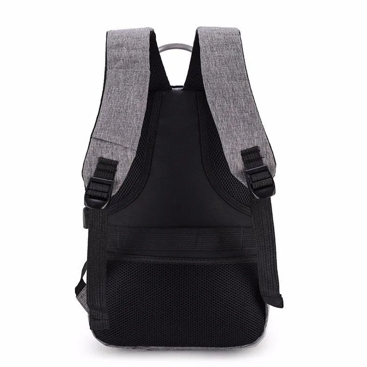 Anti-theft nylon backpack large 20L capacity with zip closure, colour contrast pattern, Korean style, available in black blue grey purple red