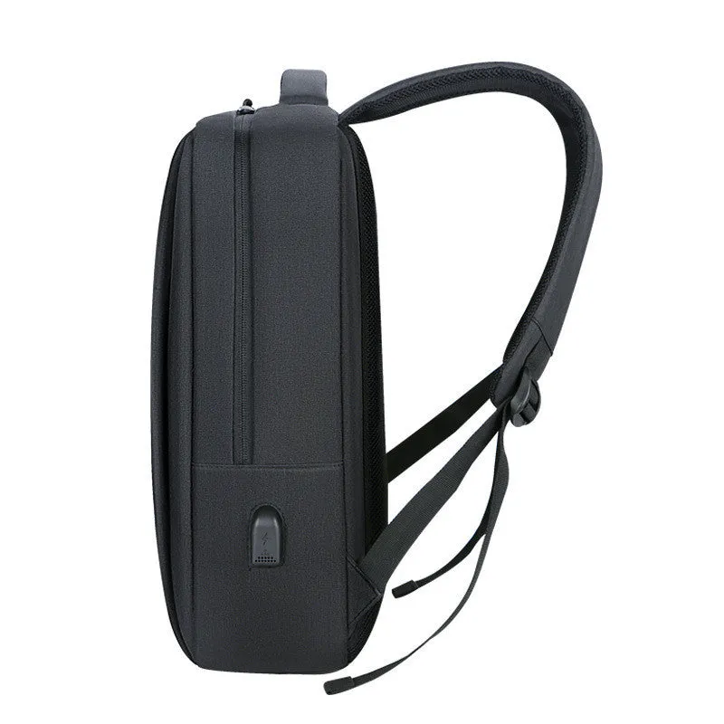 Plain medium 20-35L waterproof business backpack cotton cloth black with zipper closure