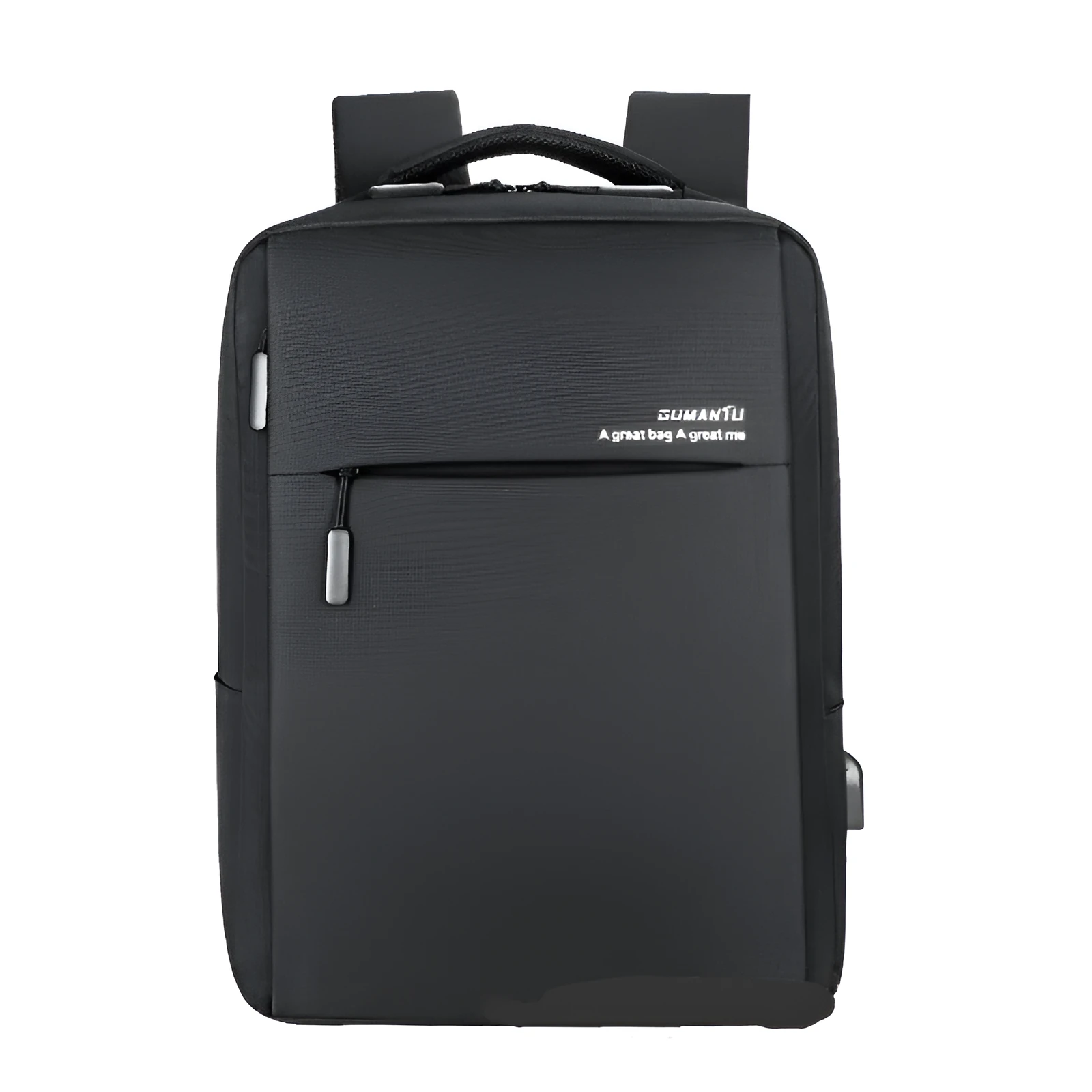 Plain medium 20-35L waterproof business backpack cotton cloth black with zipper closure