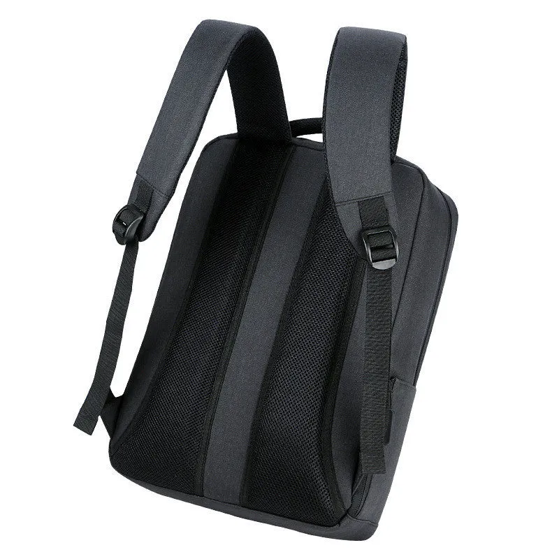 Plain medium 20-35L waterproof business backpack cotton cloth black with zipper closure