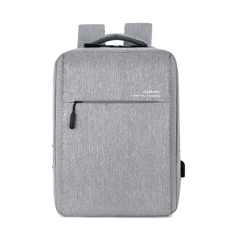 Plain medium 20-35L waterproof business backpack cotton cloth black with zipper closure