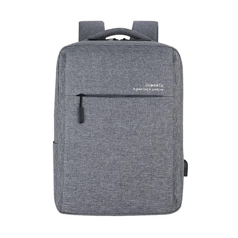 Plain medium 20-35L waterproof business backpack cotton cloth black with zipper closure