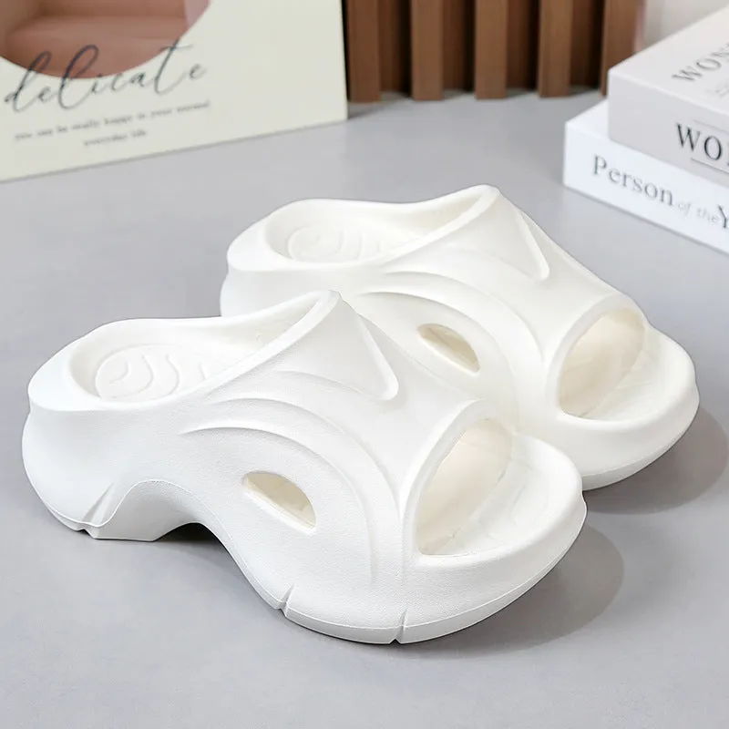 Women's thick-soled EVA beach slippers in white, black, or rose red colours
