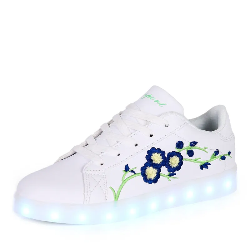 Ladies' sneakers in white blue green with space PU upper and transparent TPR sole, size 37