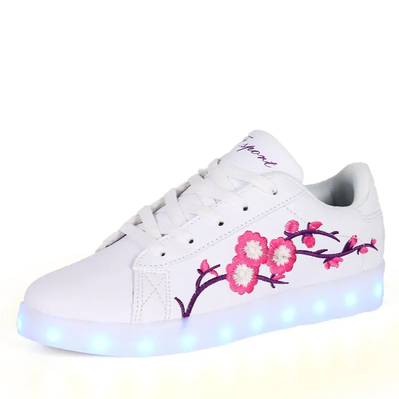 Ladies' sneakers in white blue green with space PU upper and transparent TPR sole, size 37
