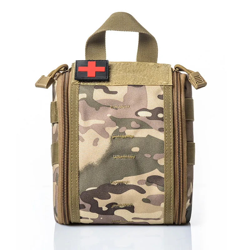 Small Molle pouch tactical bag in ACU camouflage with zippered closure showing compact dimensions