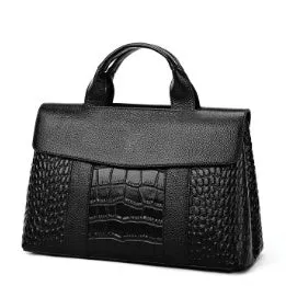 Simple women's black shoulder bag with PU lining, large size 36cm width, structured shape