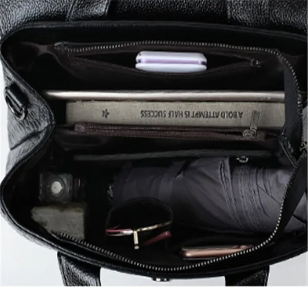 Simple women's black shoulder bag with PU lining, large size 36cm width, structured shape
