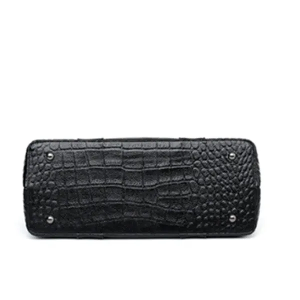 Simple women's black shoulder bag with PU lining, large size 36cm width, structured shape