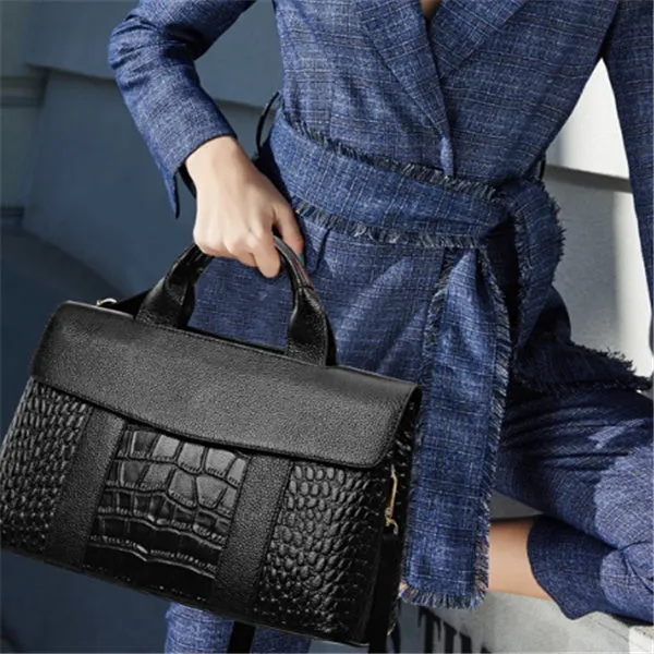 Simple women's black shoulder bag with PU lining, large size 36cm width, structured shape