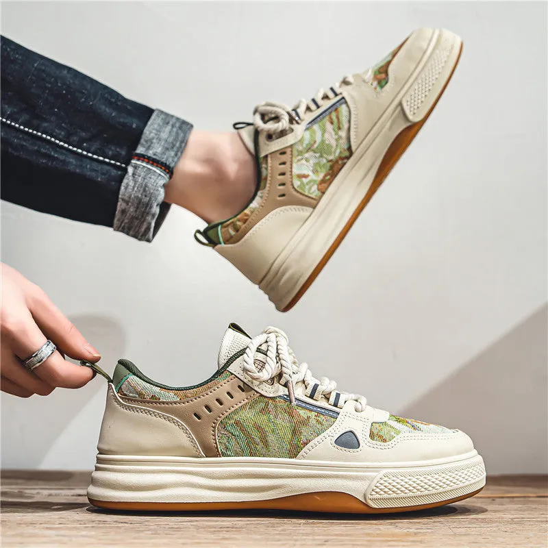 Men's casual canvas shoes in Milan green colour with round toe and flat heel design