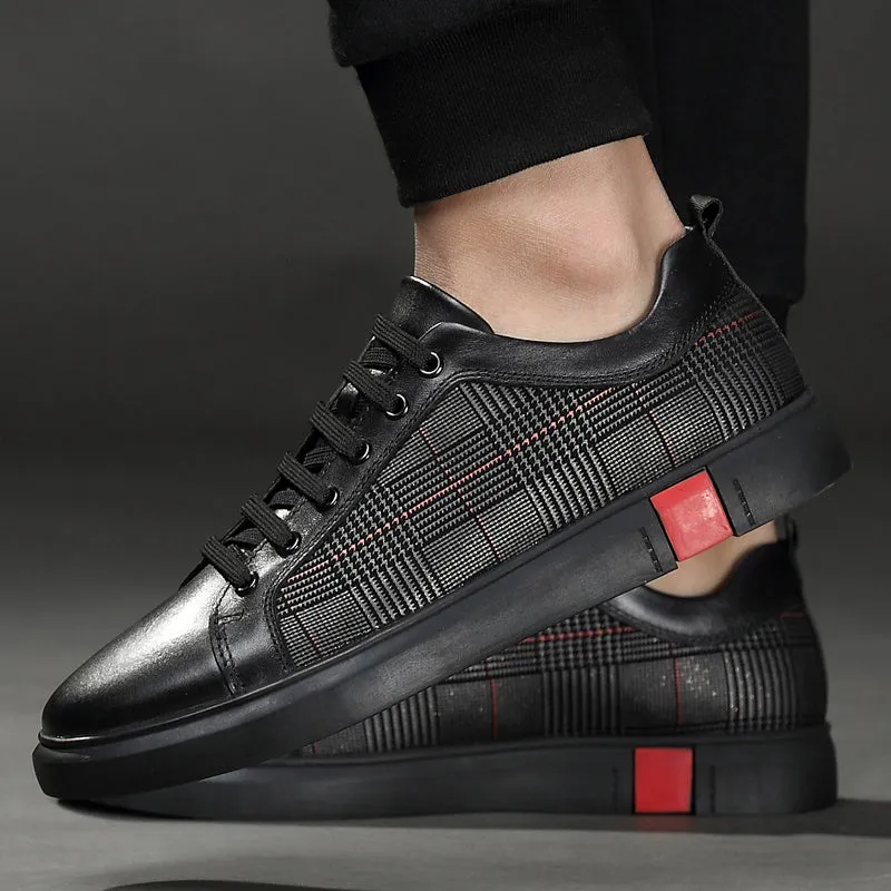 SOLEY genuine leather lace-up sneakers for men, soft touch upper, rubber outsole, side view