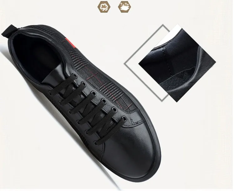 SOLEY genuine leather lace-up sneakers for men, soft touch upper, rubber outsole, side view