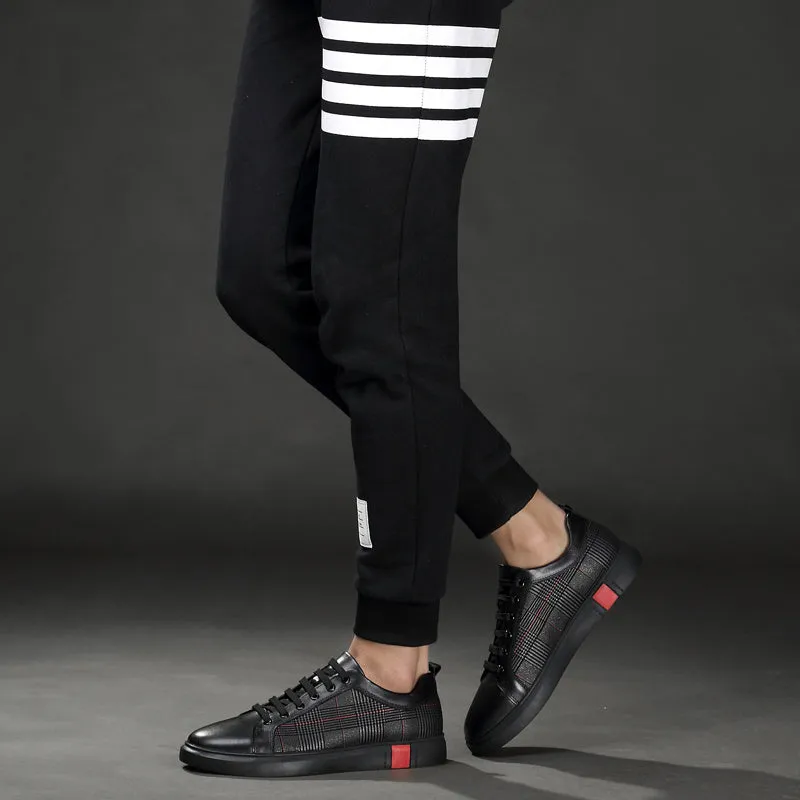 SOLEY genuine leather lace-up sneakers for men, soft touch upper, rubber outsole, side view