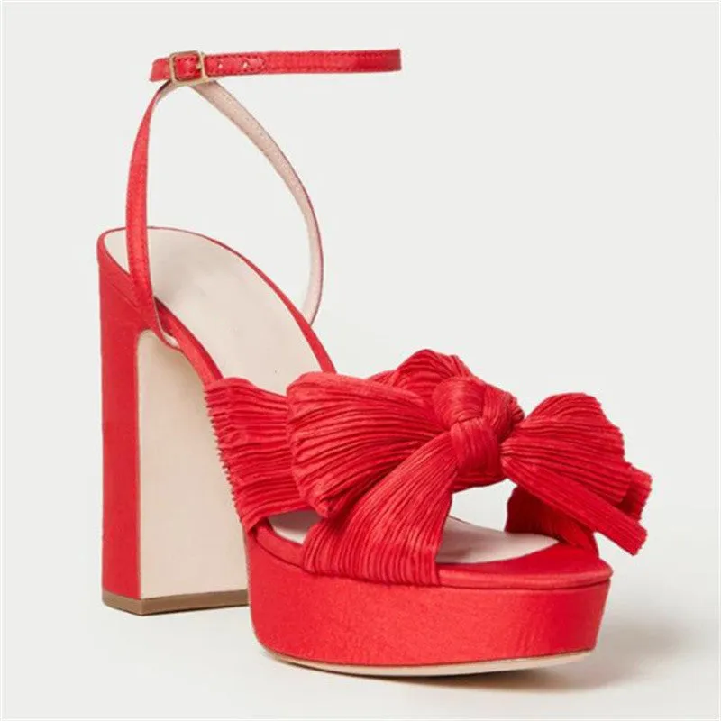 Women's platform high heel sandals with bowknot, fish mouth open toe, artificial PU upper, black colour