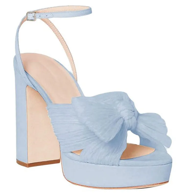 Women's platform high heel sandals with bowknot, fish mouth open toe, artificial PU upper, black colour