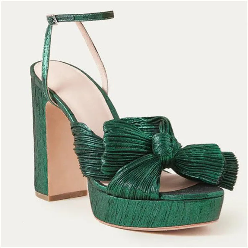Women's platform high heel sandals with bowknot, fish mouth open toe, artificial PU upper, black colour