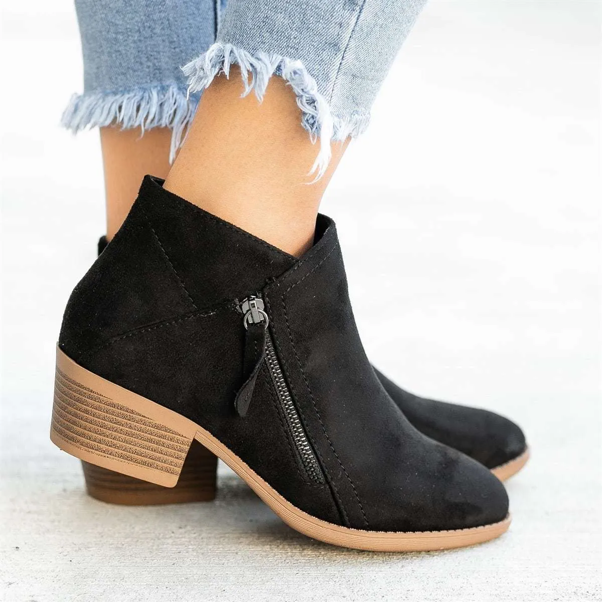 Dr Martens women's suede ankle boots with side zip and chunky heel