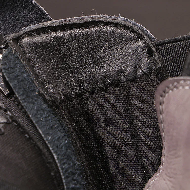 Men's casual shoes in black, microfiber leather upper, rubber sole, middle heel, England style