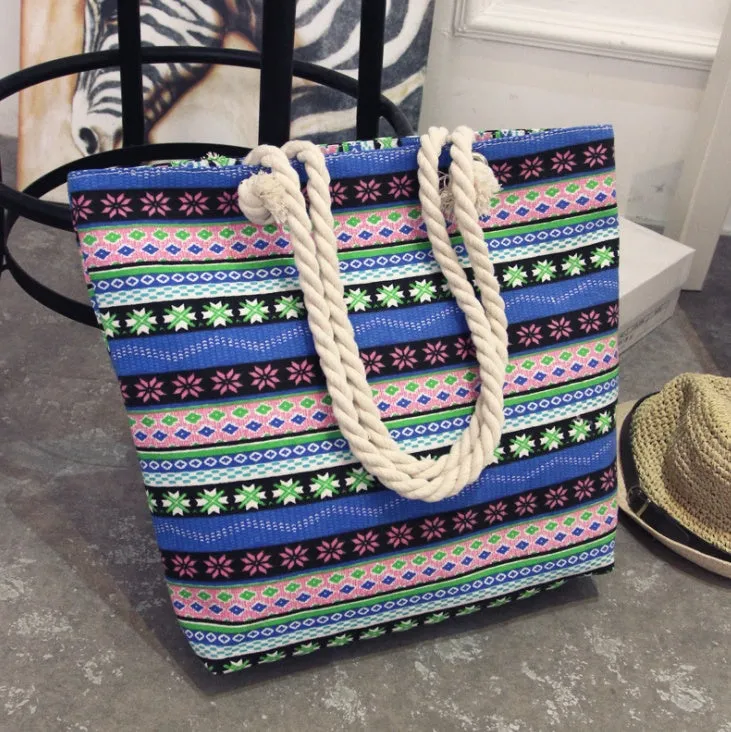 Large horizontal square canvas tote bag with zipper and double handles for women