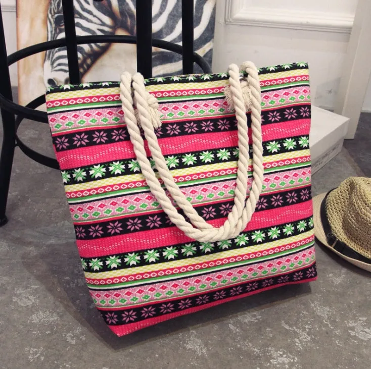 Large horizontal square canvas tote bag with zipper and double handles for women