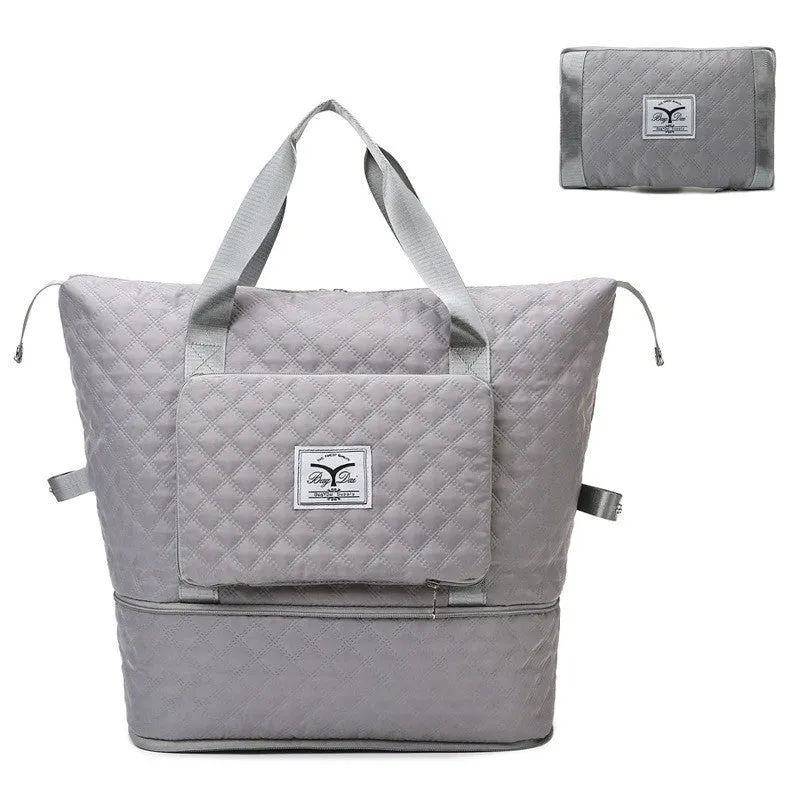 Oxford cloth large travel bag with zipper closure and soft handles in all-match black