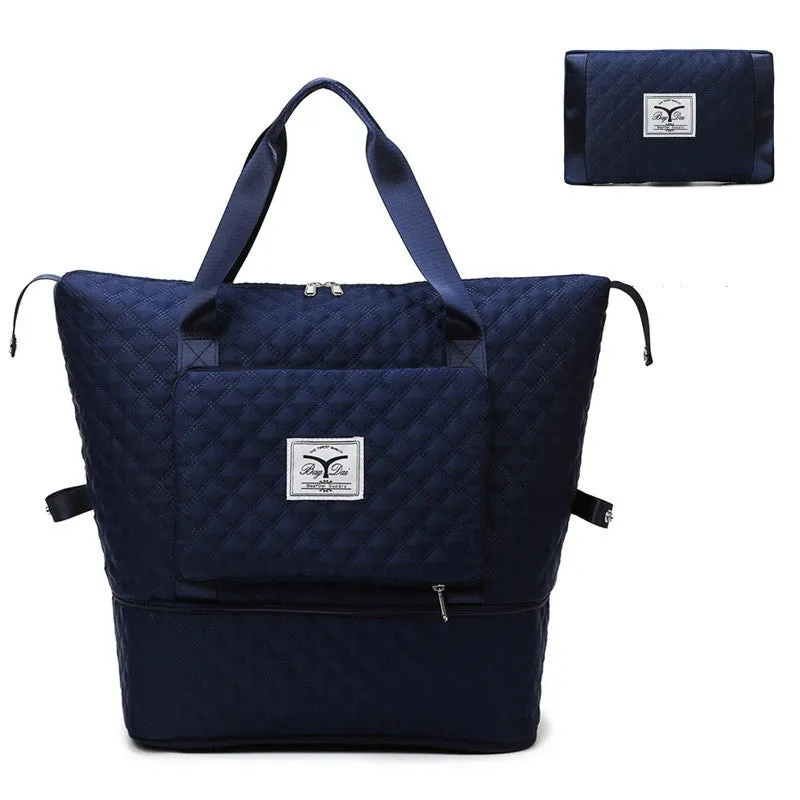 Oxford cloth large travel bag with zipper closure and soft handles in all-match black