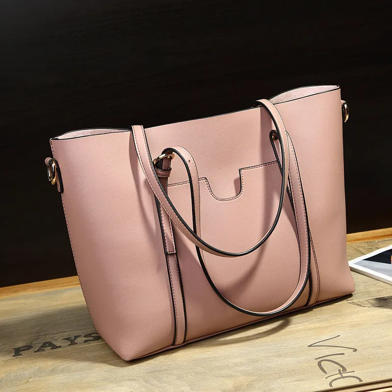 Retro-style brown PU messenger bag for women, shown with an A4 magazine inside to demonstrate capacity.